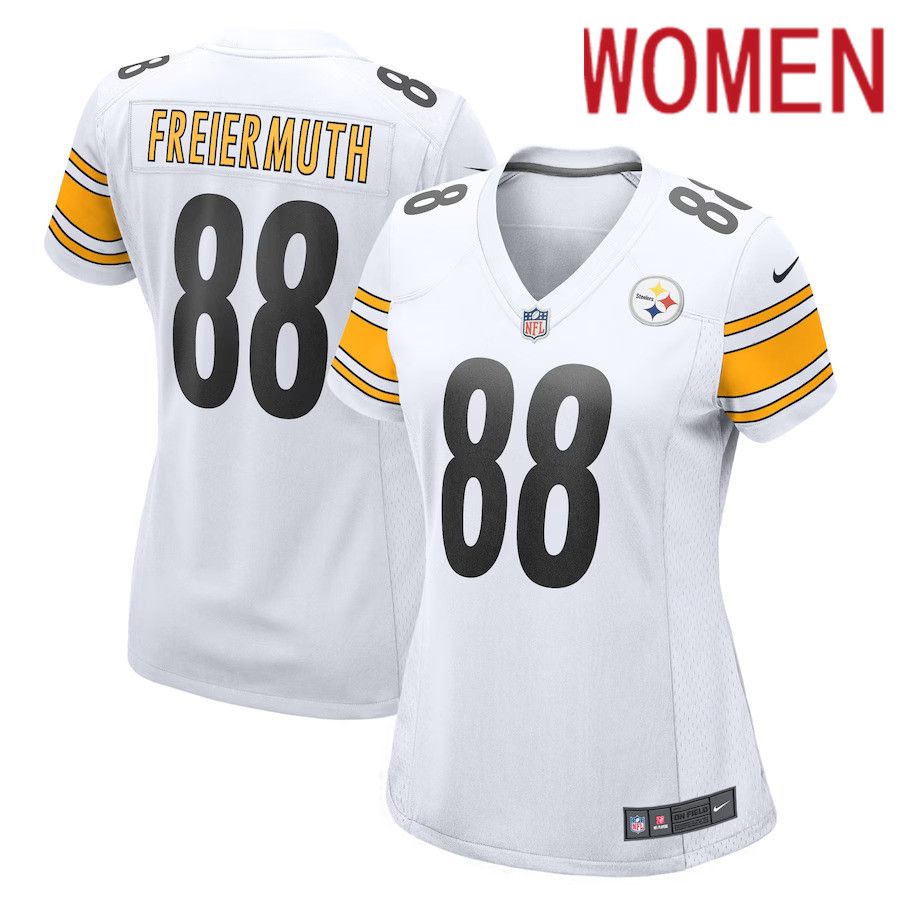 Women Pittsburgh Steelers #88 Pat Freiermuth Nike White Game Player NFL Jersey->women nfl jersey->Women Jersey